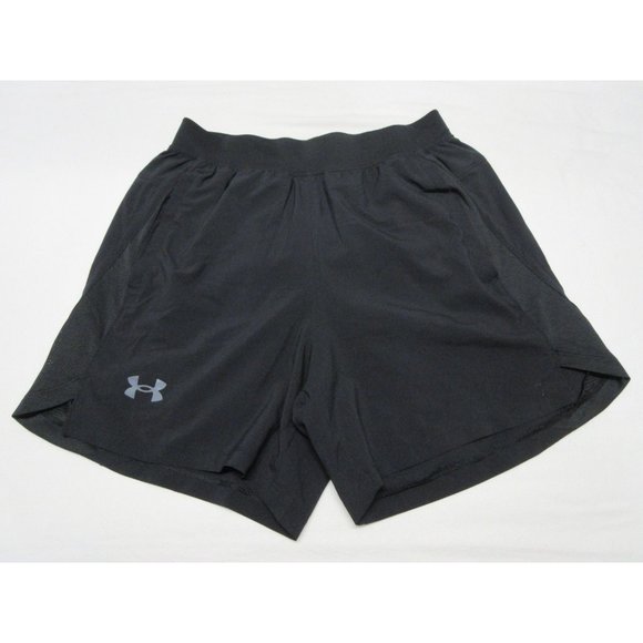 Under Armour women's black Heatgear athletic fit brief lined running 6" shorts S - Picture 1 of 12